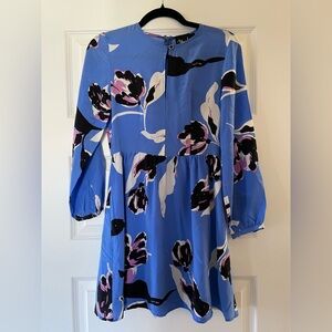 Yumi Kim Floral Silk Dress, blue/black/purple/white, petite XS